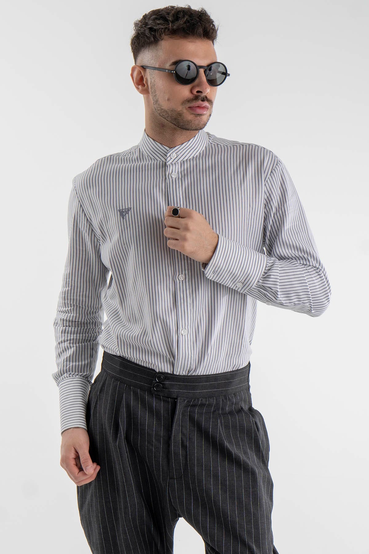 Light Grey Striped Shirt