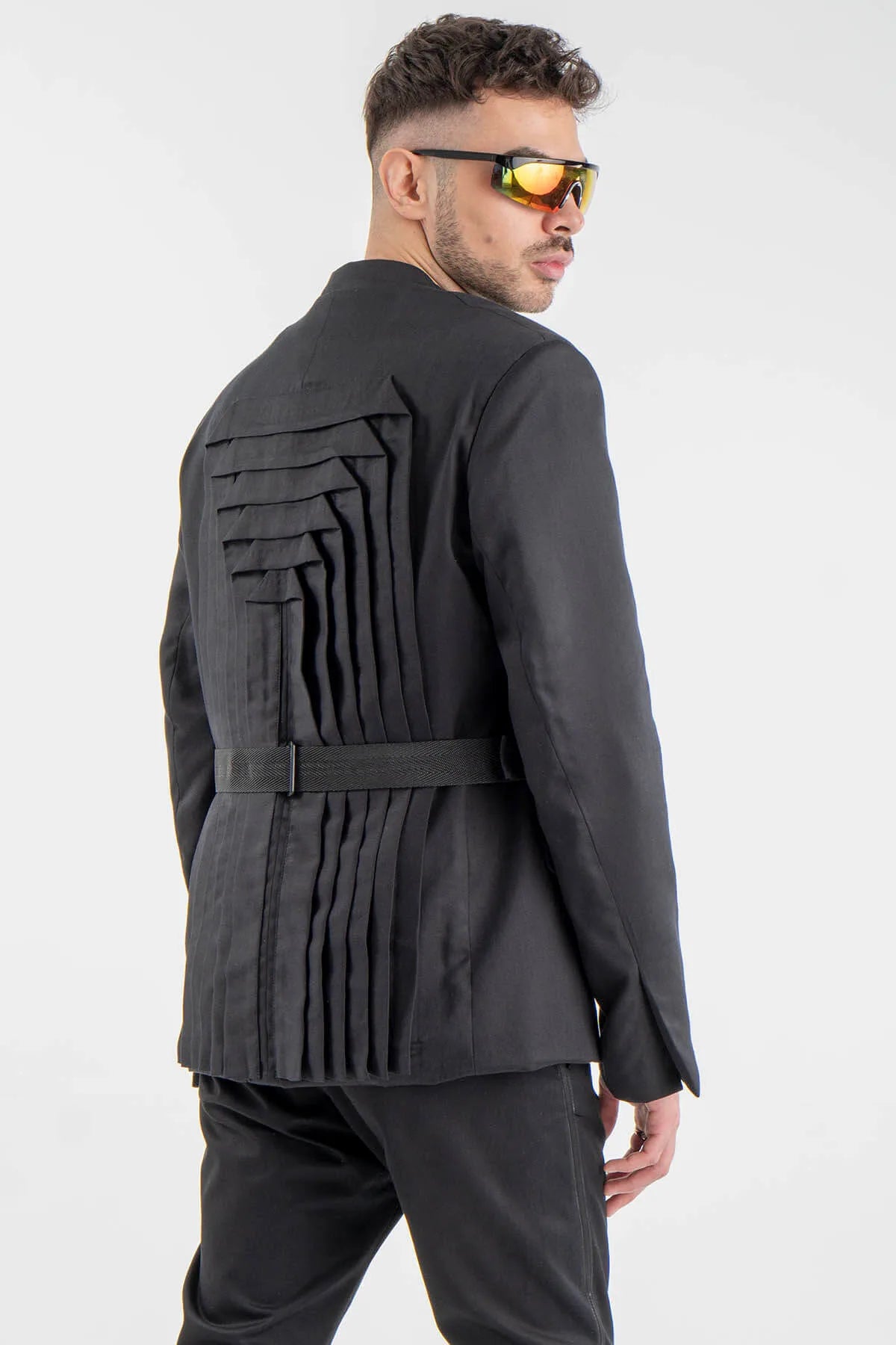 Black Kimono Jacket With Geometric Back