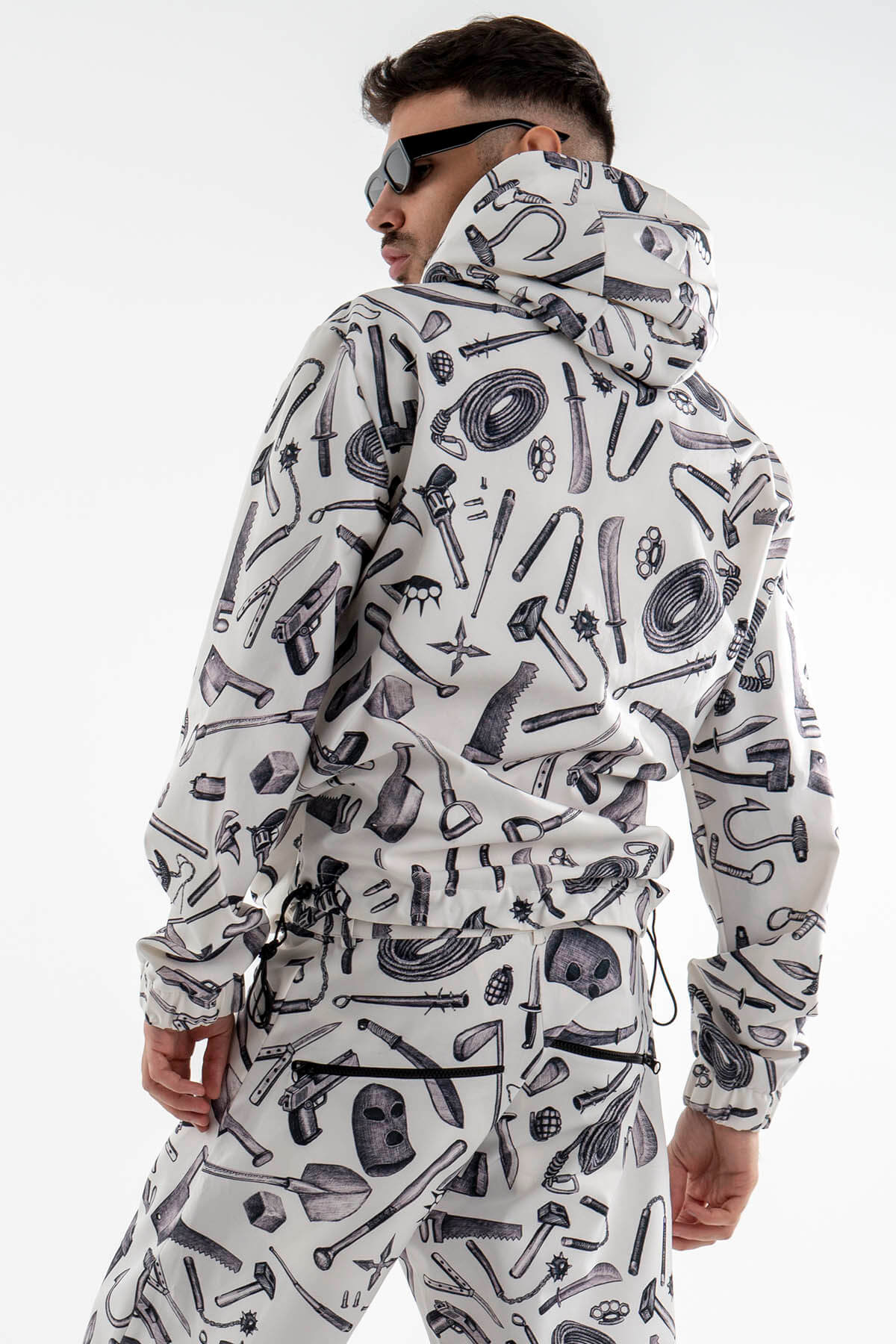 All Over Printed Asymmetric Sweatshirt in Black and White
