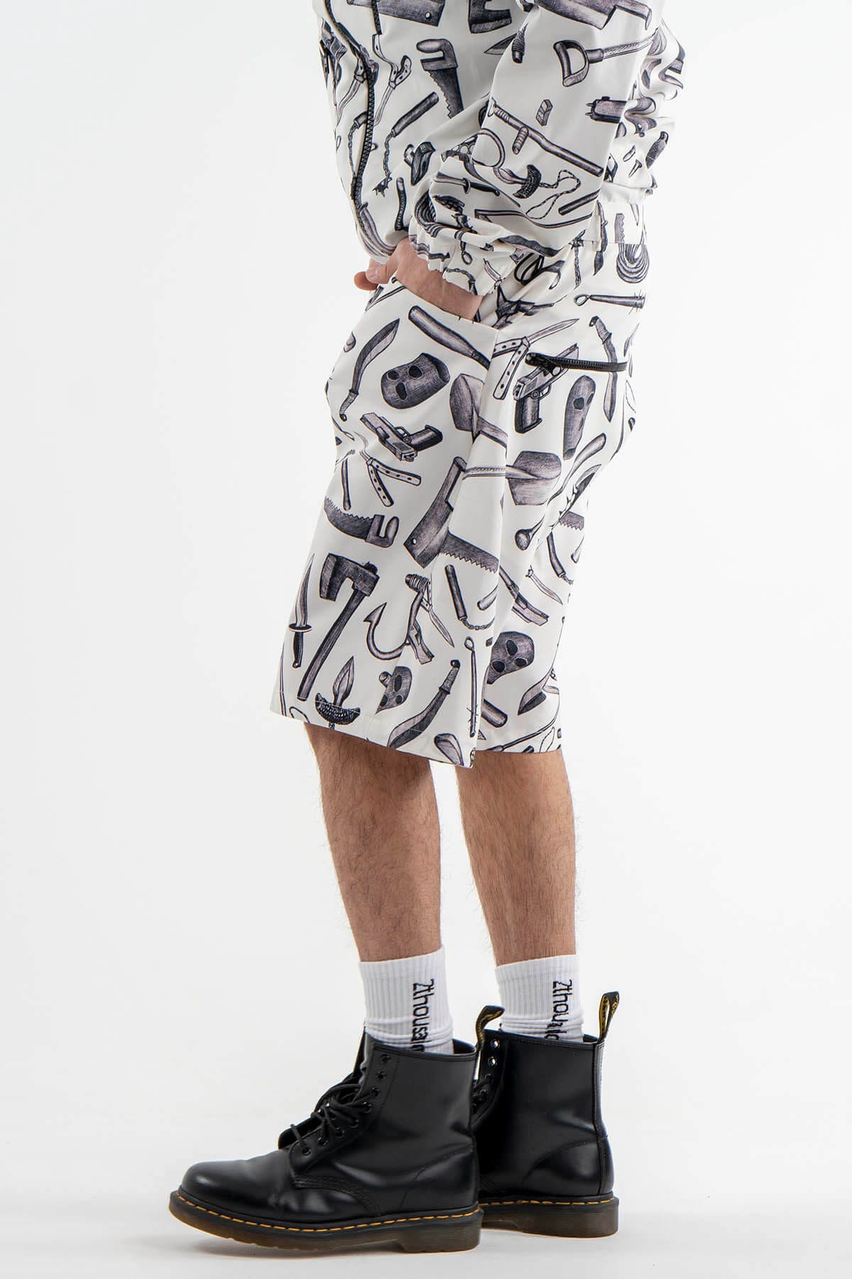 All Over Printed Short Pants in Black and White
