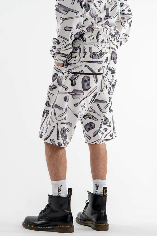 All Over Printed Short Pants in Black and White