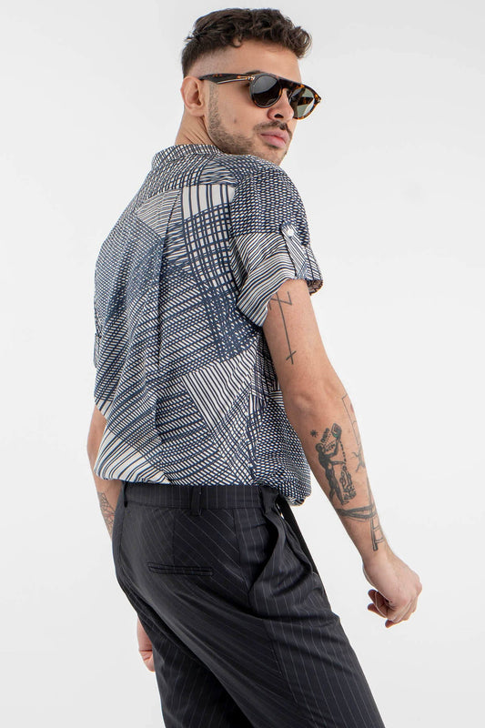Asymmetrical Textile Design Shirt