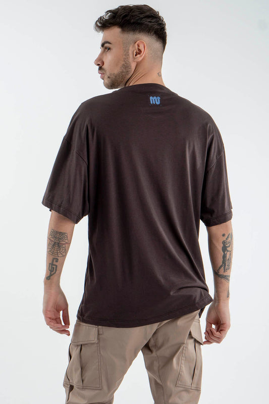 Oversize T-shirt in Brown with Pocket