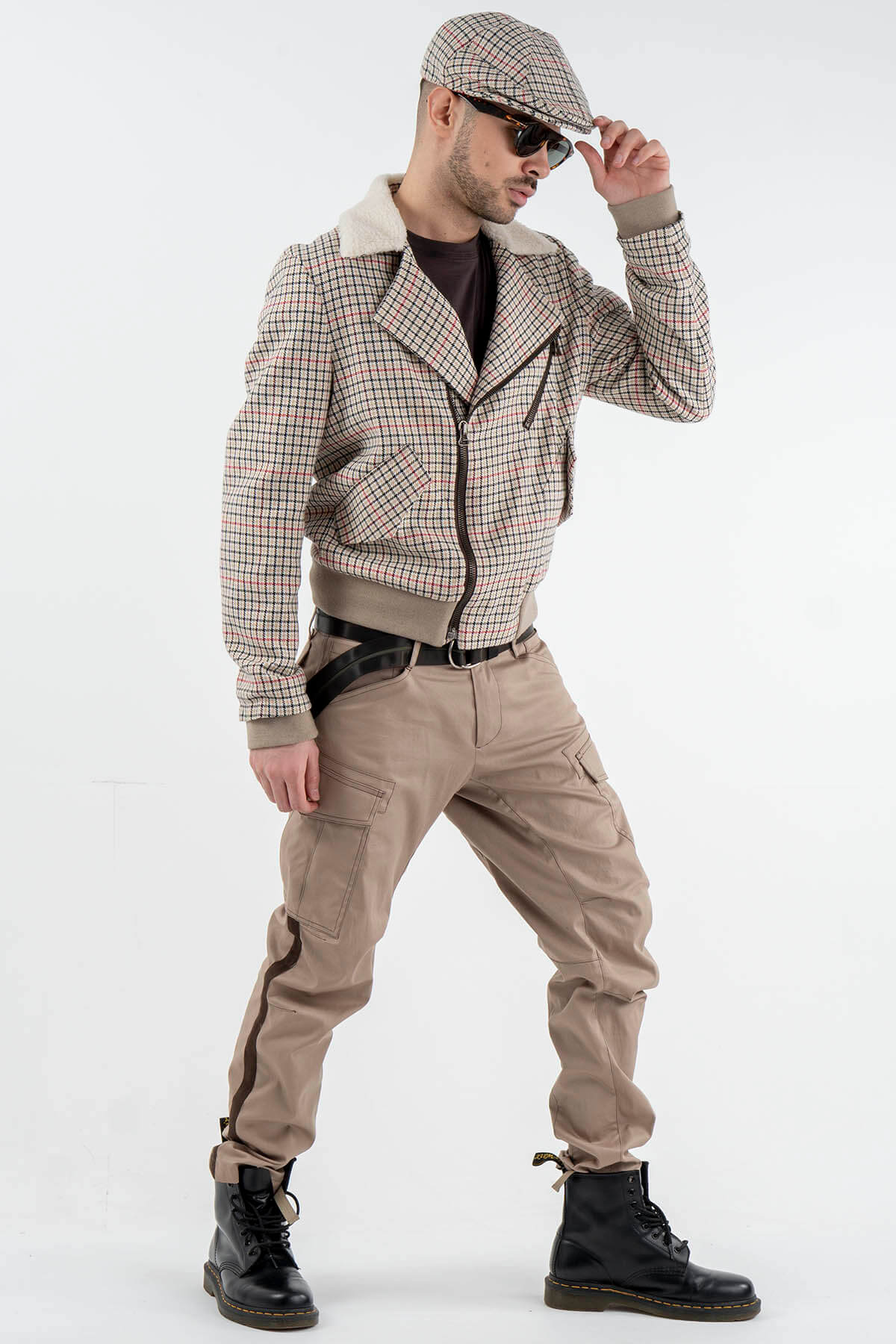 Check Wool Aviator Jacket