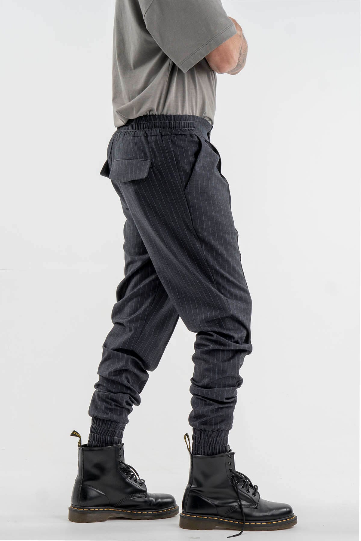 Striped Trousers in Dark Blue
