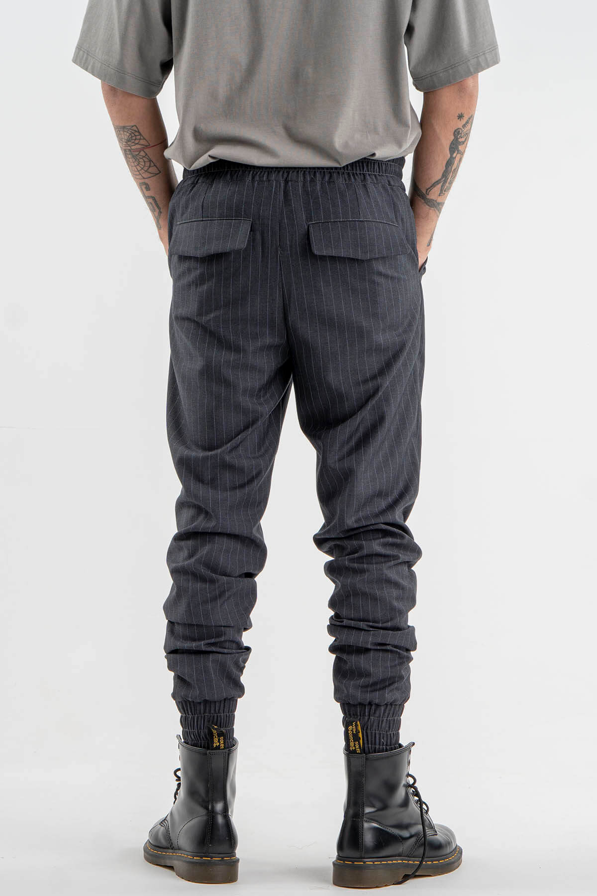 Striped Trousers in Dark Blue
