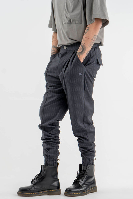 Striped Trousers in Dark Blue