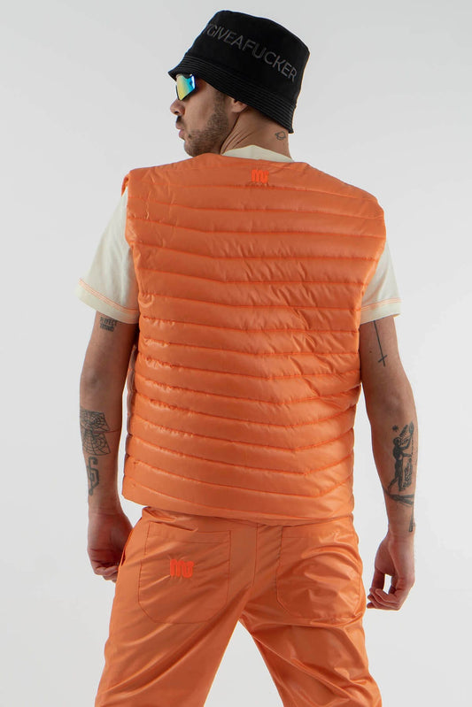 Strap Buckle Vest Jacket Neon Orange