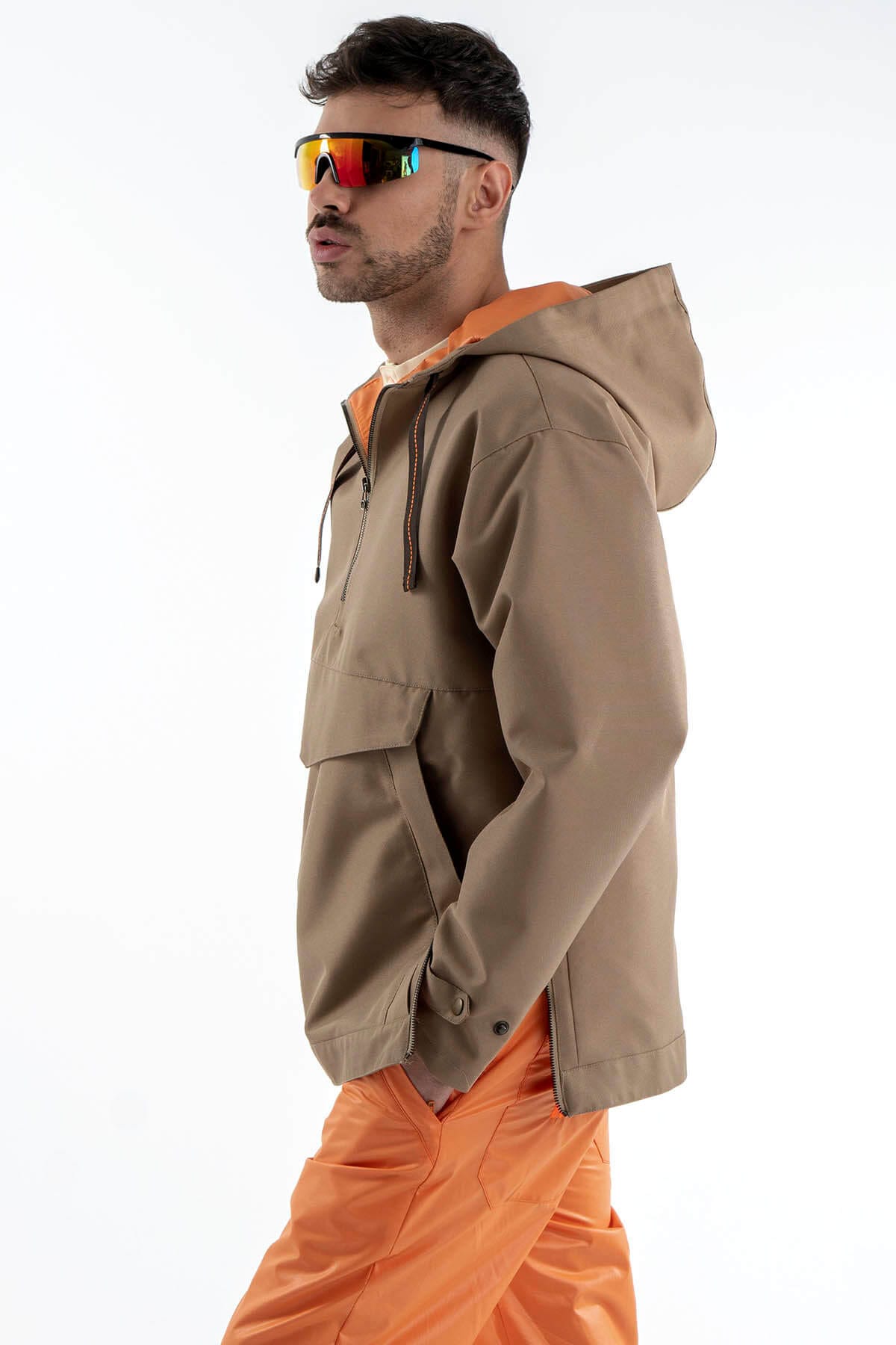 Water Resistant Hoodie in Brown