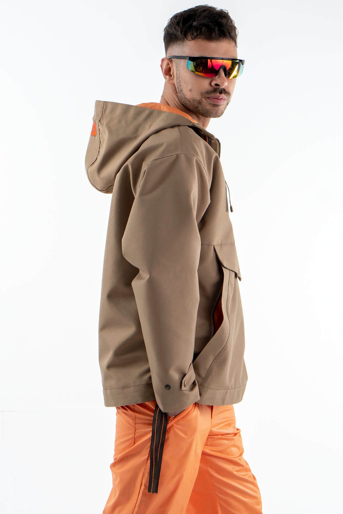 Water Resistant Hoodie in Brown