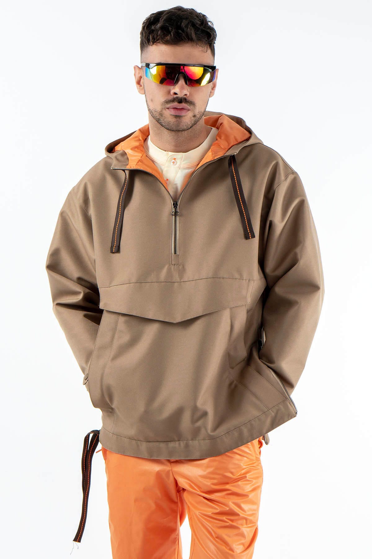 Water Resistant Hoodie in Brown