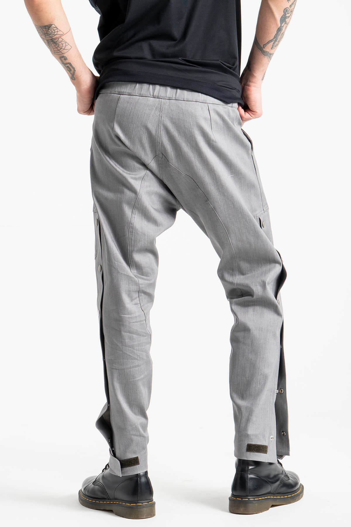 Side Snap Button Trousers in Gray