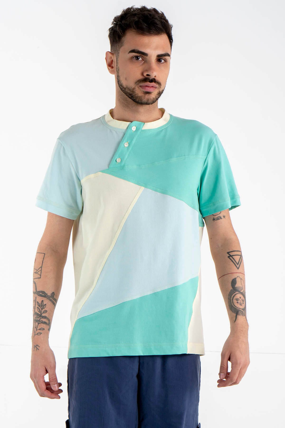 Asymmetric T-shirt with Visible Seams