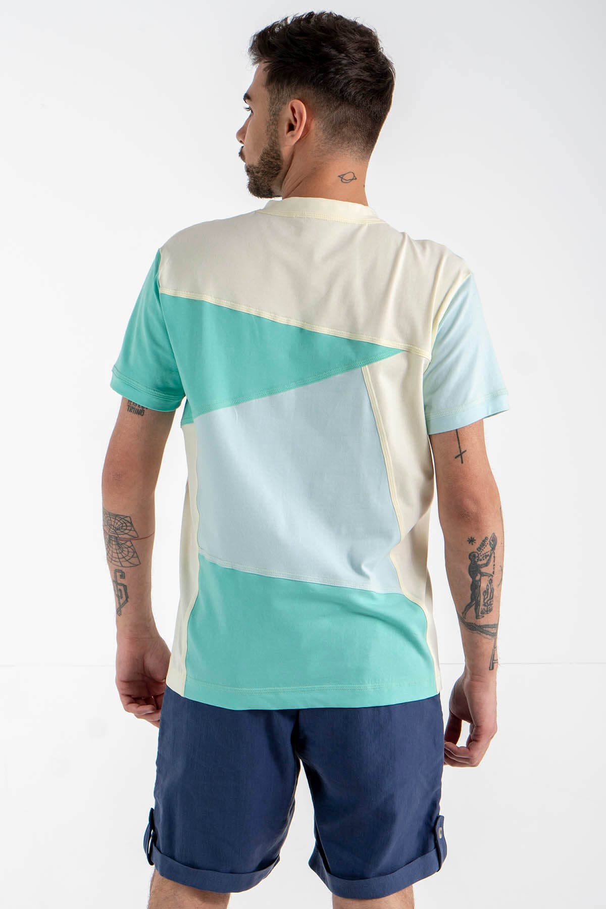 Asymmetric T-shirt with Visible Seams