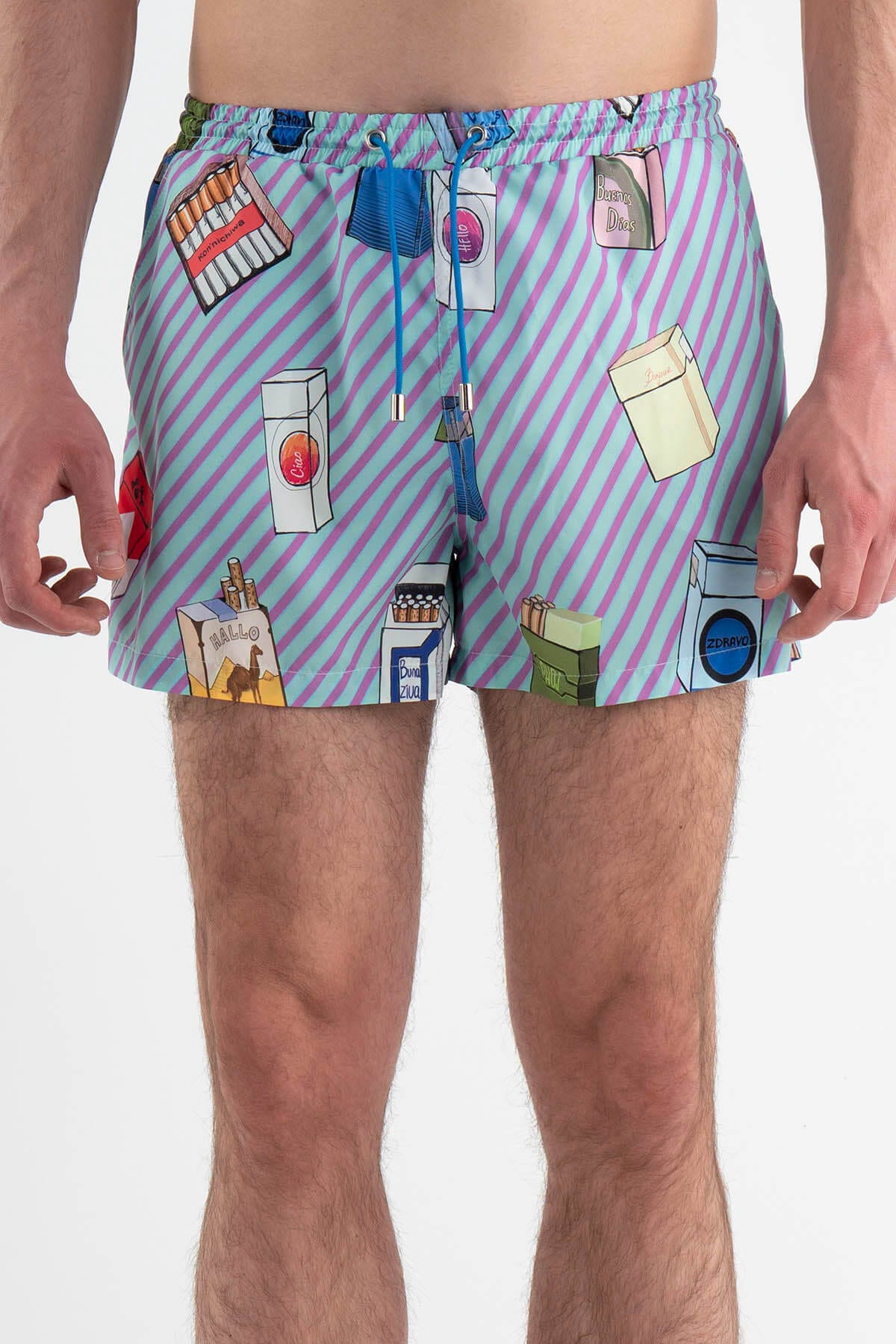Swimming shorts with print “Barbed Wire”