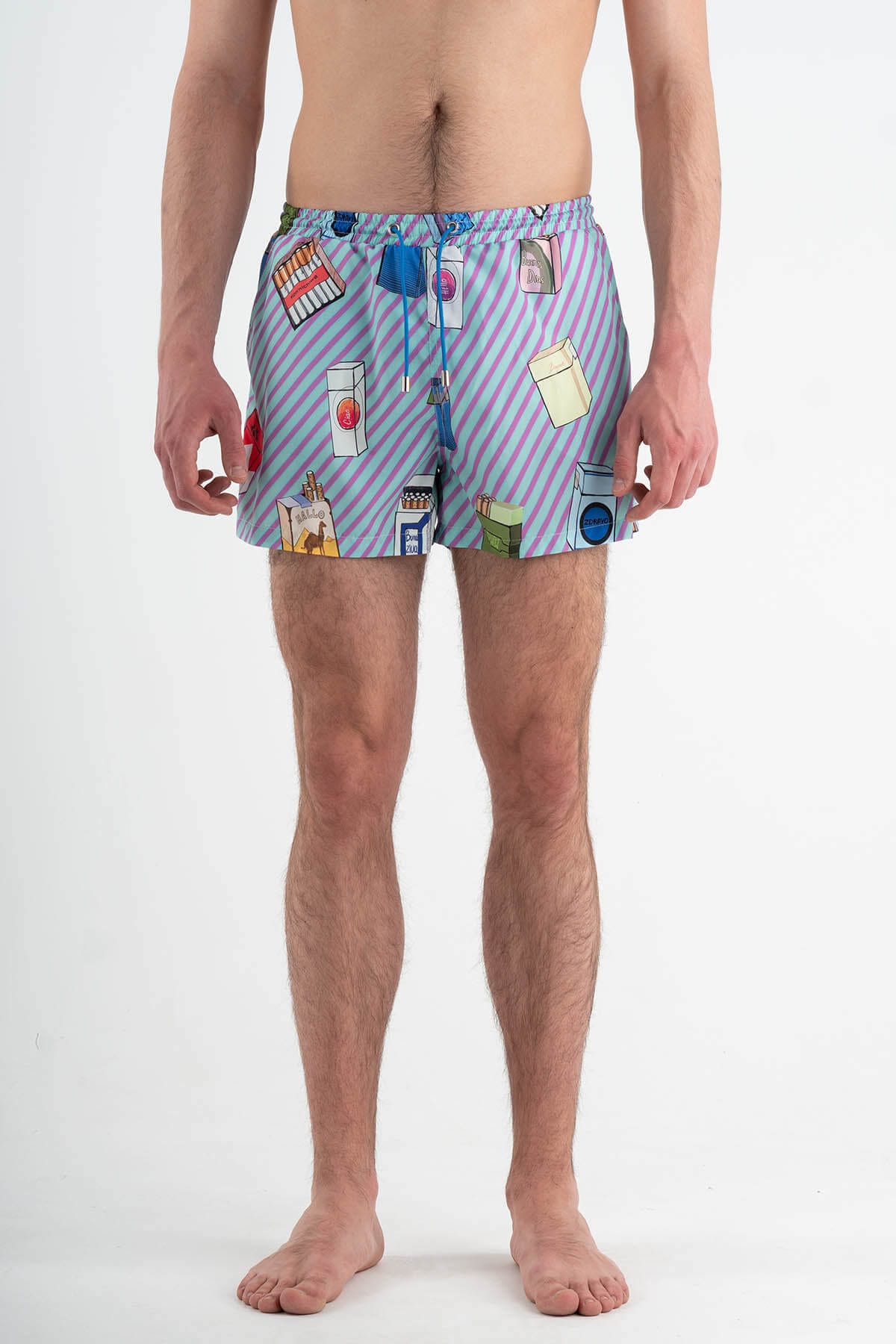 Swimming shorts with print “Barbed Wire”