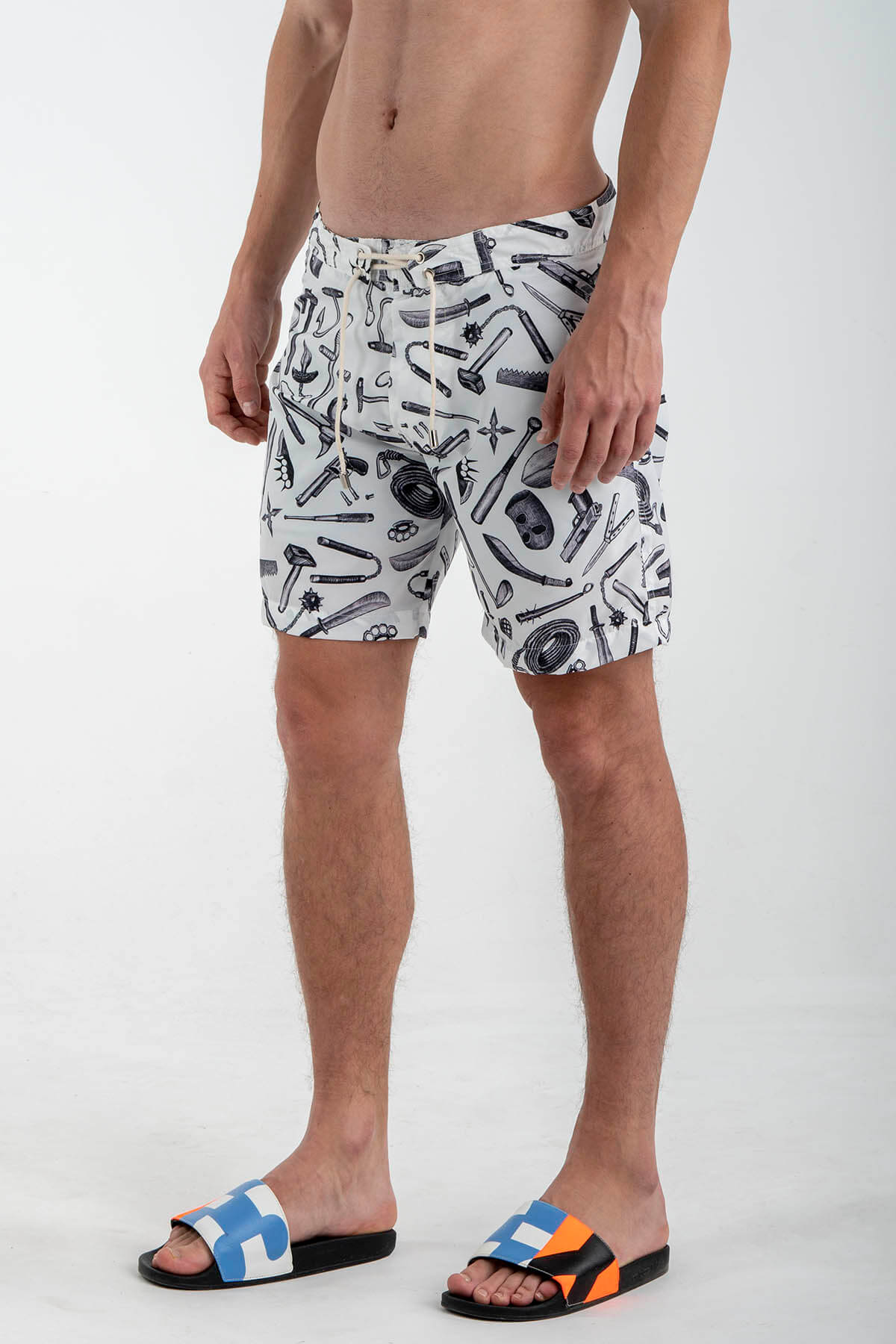 Swimming shorts with Hand Painted “Weapons”