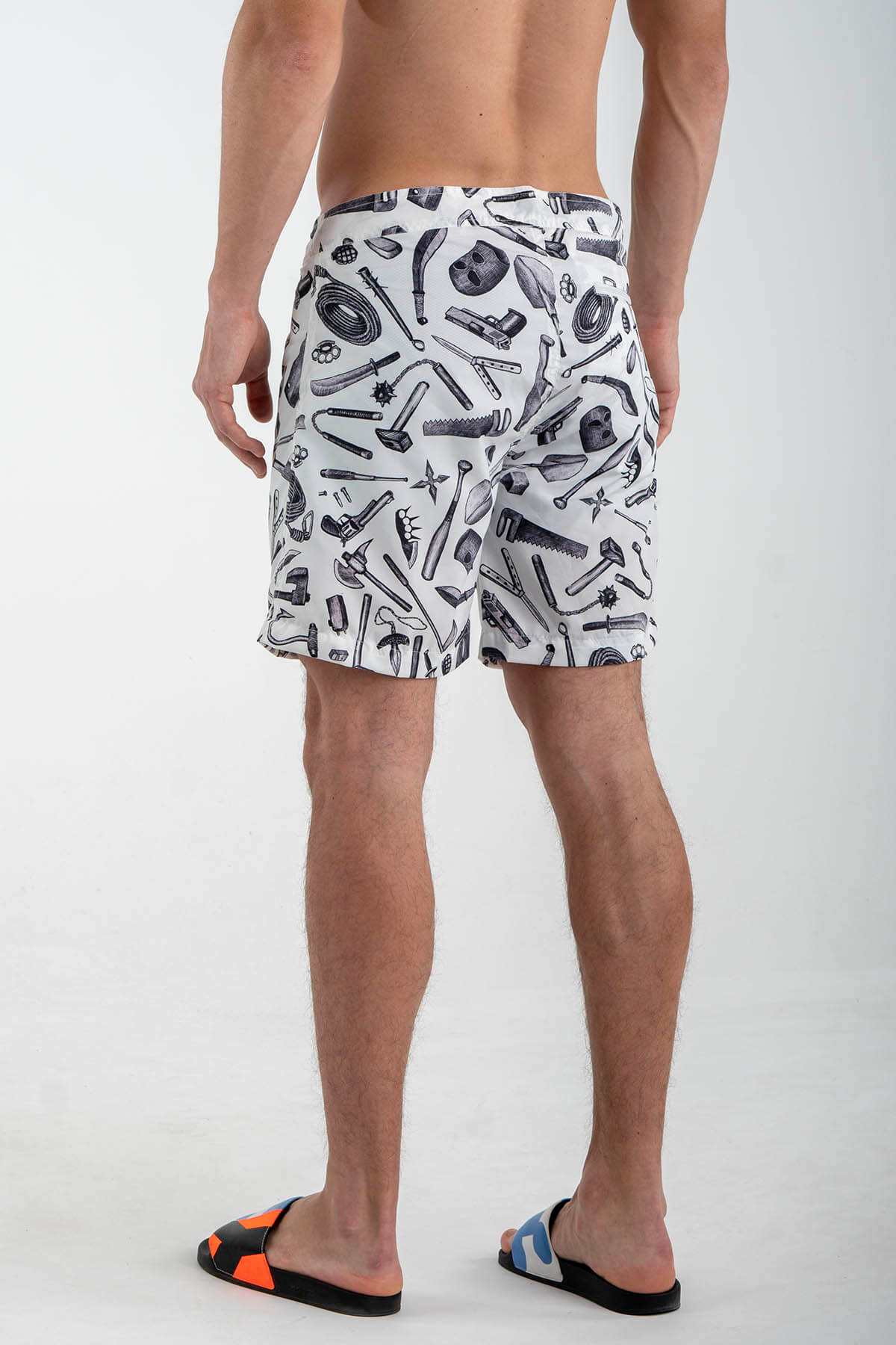 Swimming shorts with Hand Painted “Weapons”