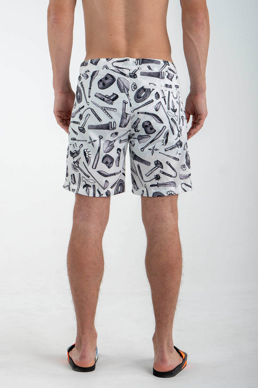Swimming shorts with Hand Painted “Weapons”