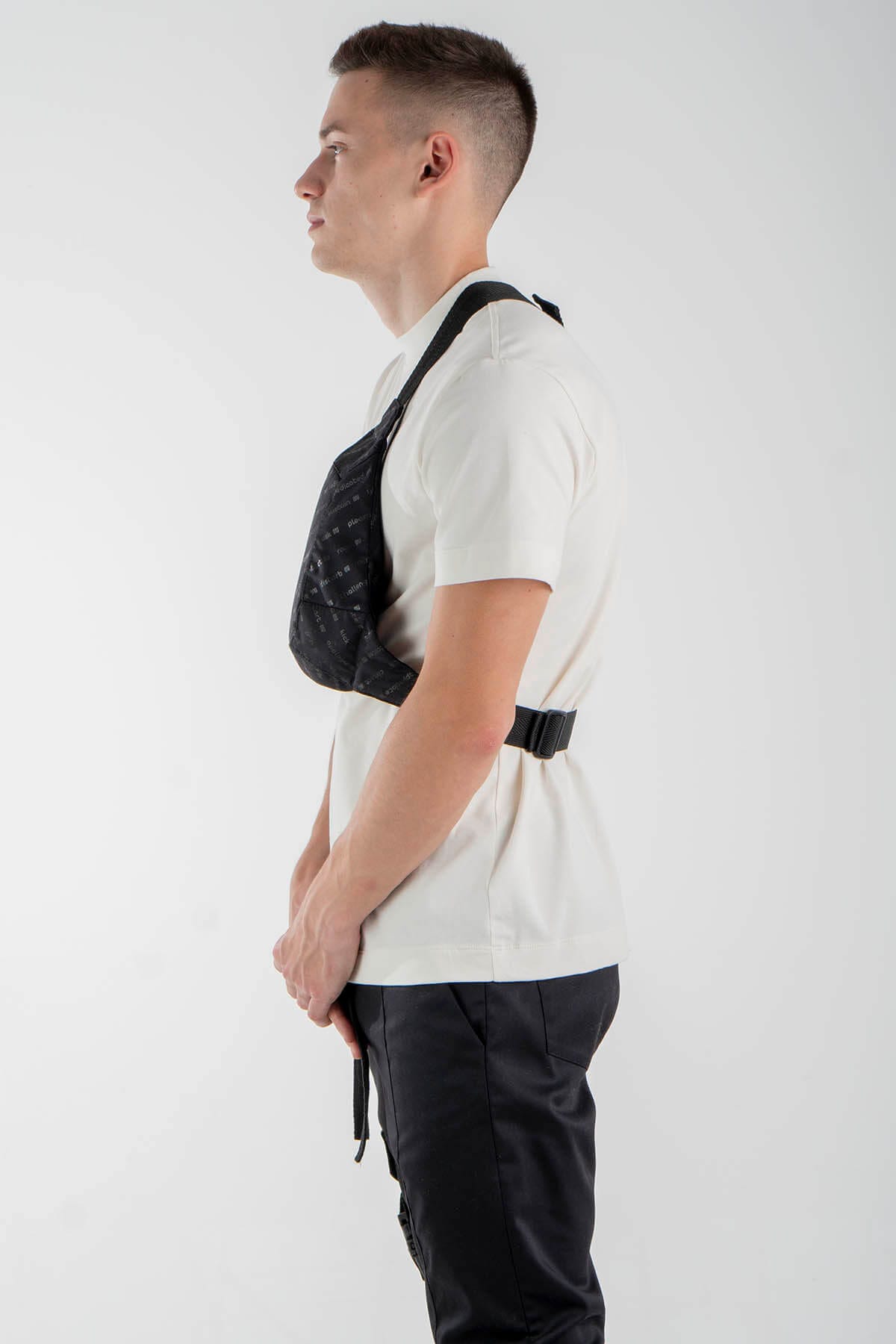 Printed Triangle Bum Bag in Black