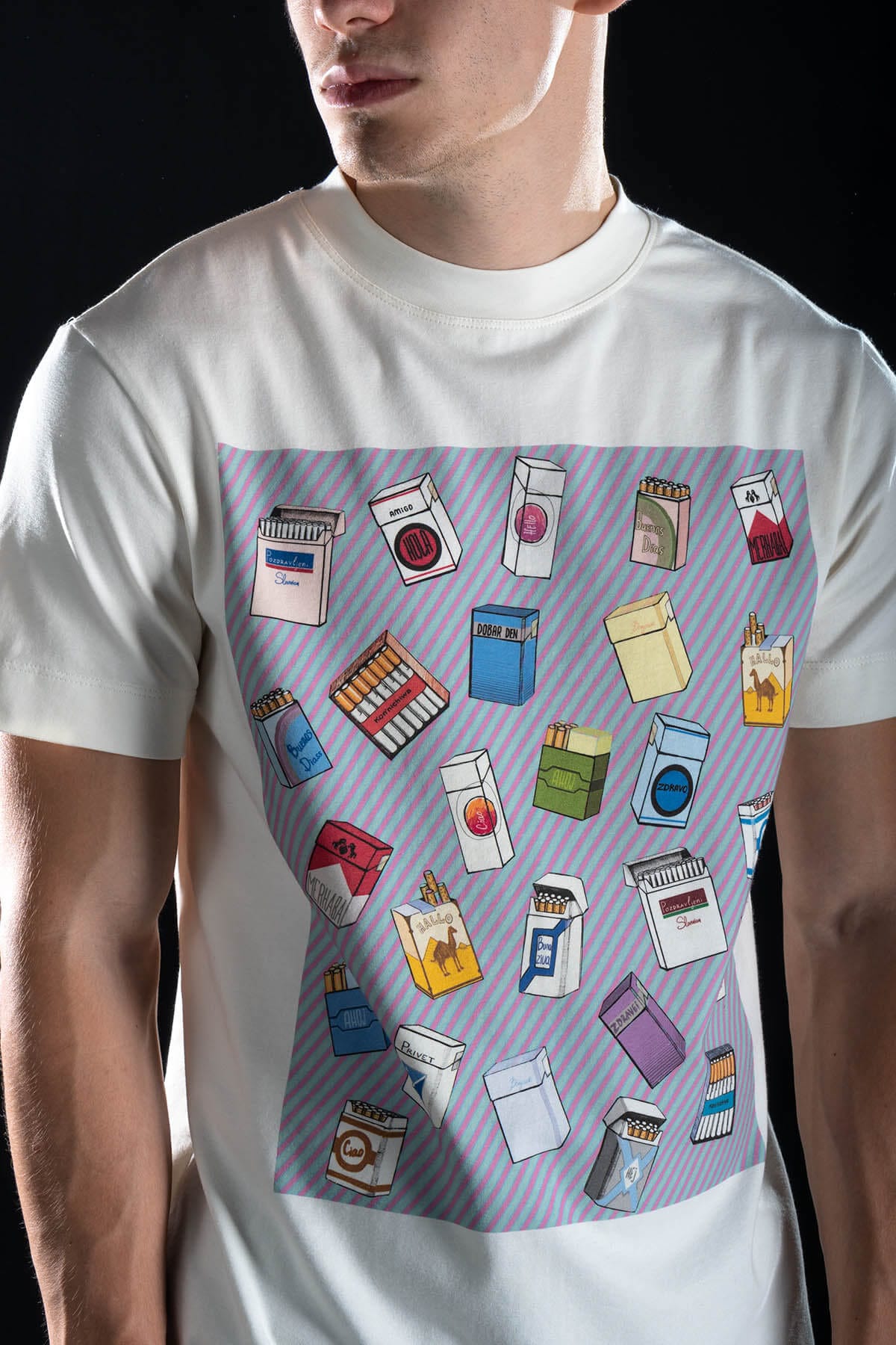Hand painted T-shirt “Cigarettes” White