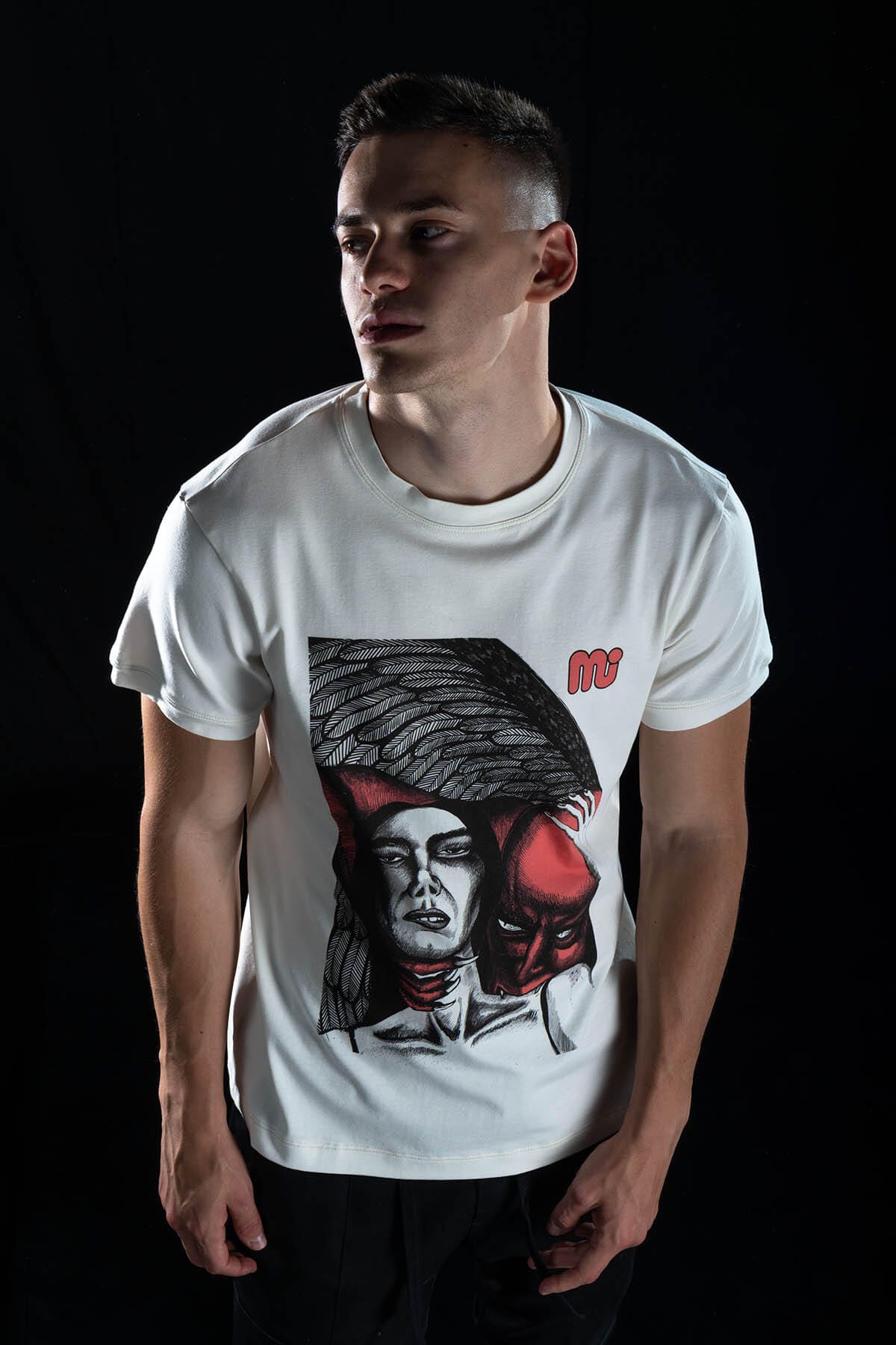 Hand painted T-shirt “Devil” White