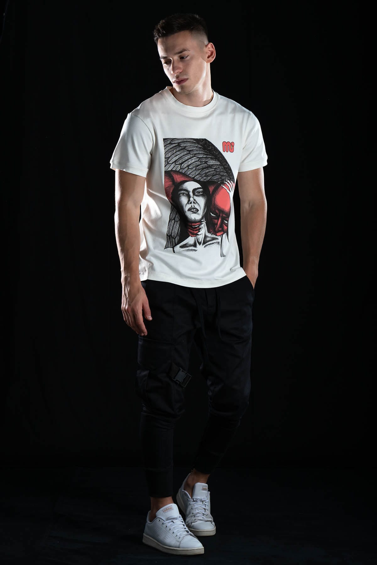 Hand painted T-shirt “Devil” White