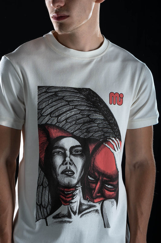 Hand painted T-shirt “Devil” White