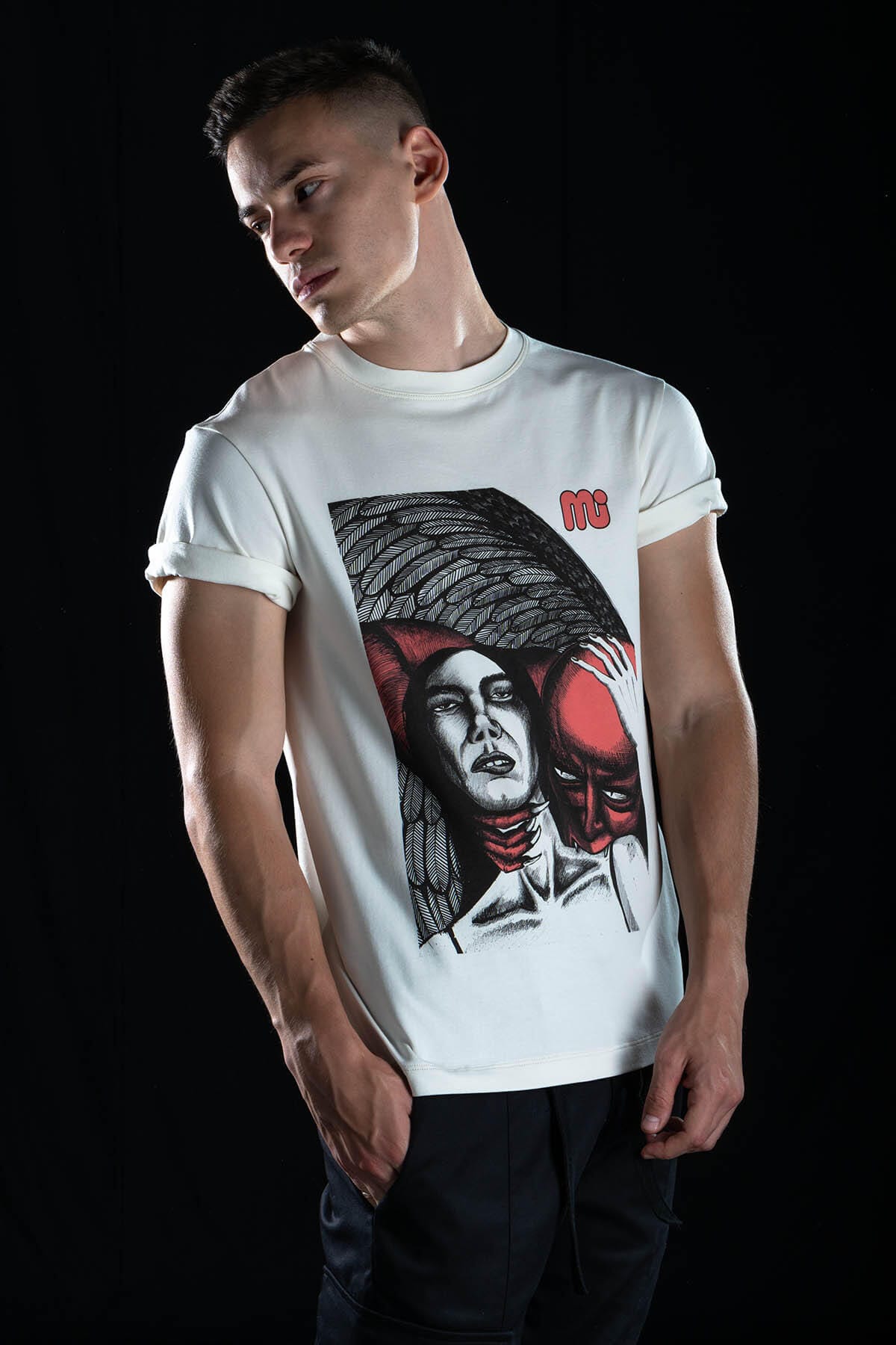 Hand painted T-shirt “Devil” White
