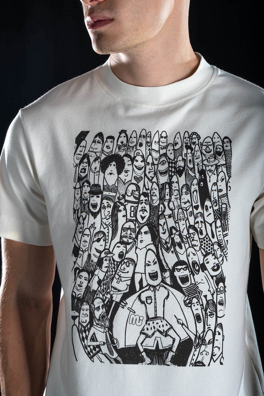 Hand painted T-shirt “Society” White