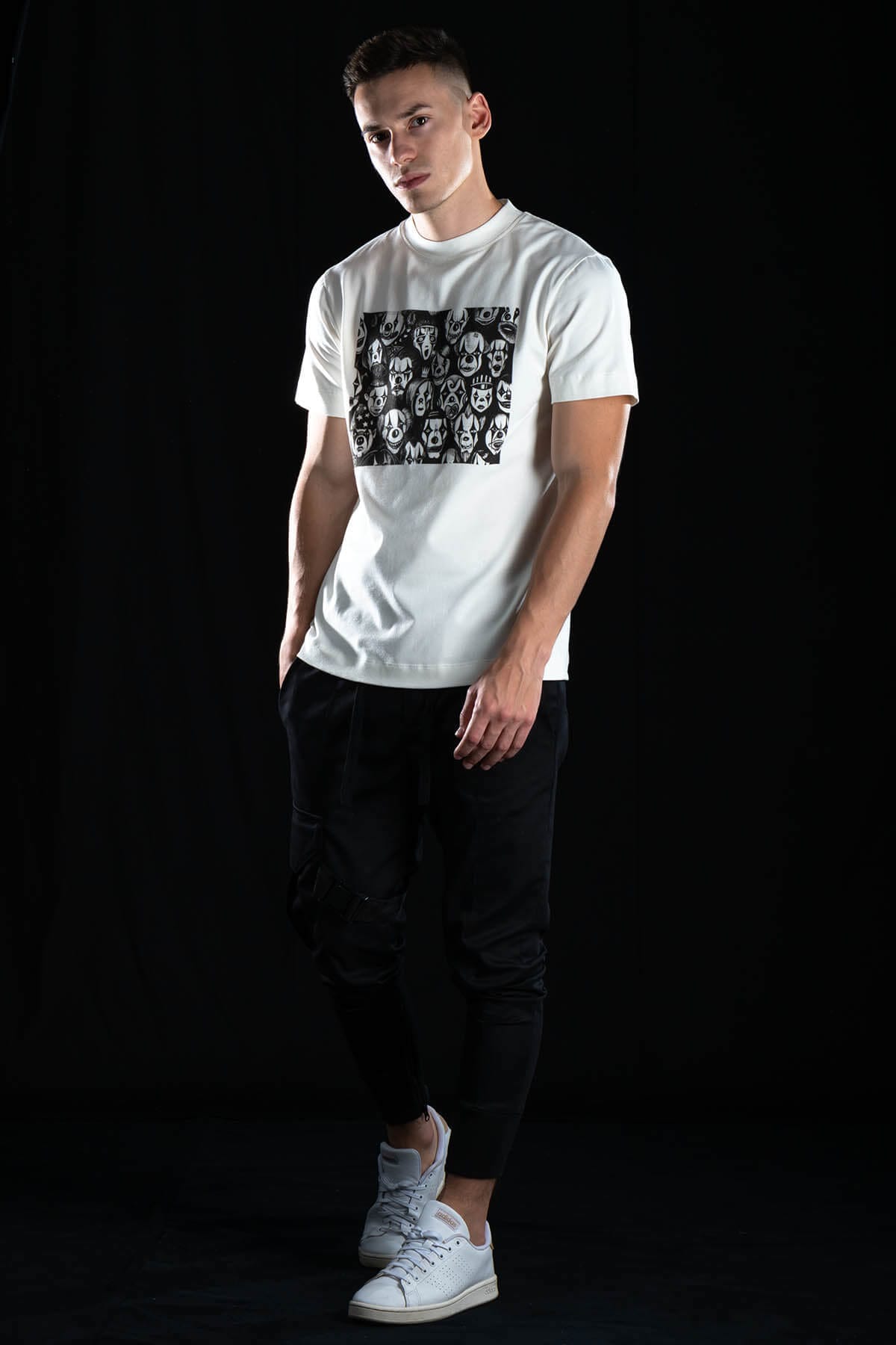 Hand painted T-shirt “Мasquerade” White