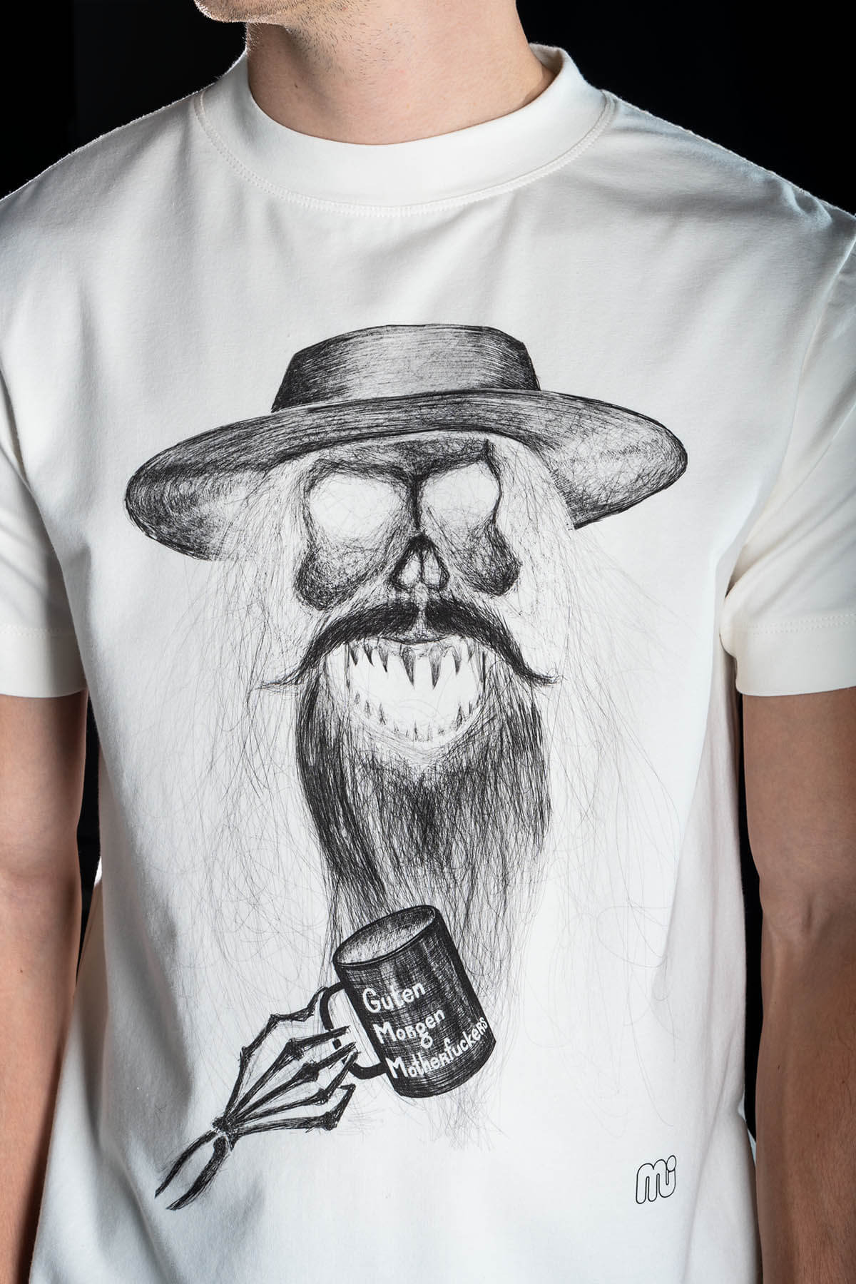 Hand painted T-shirt “Guten Morgen Motherf*ckers” White