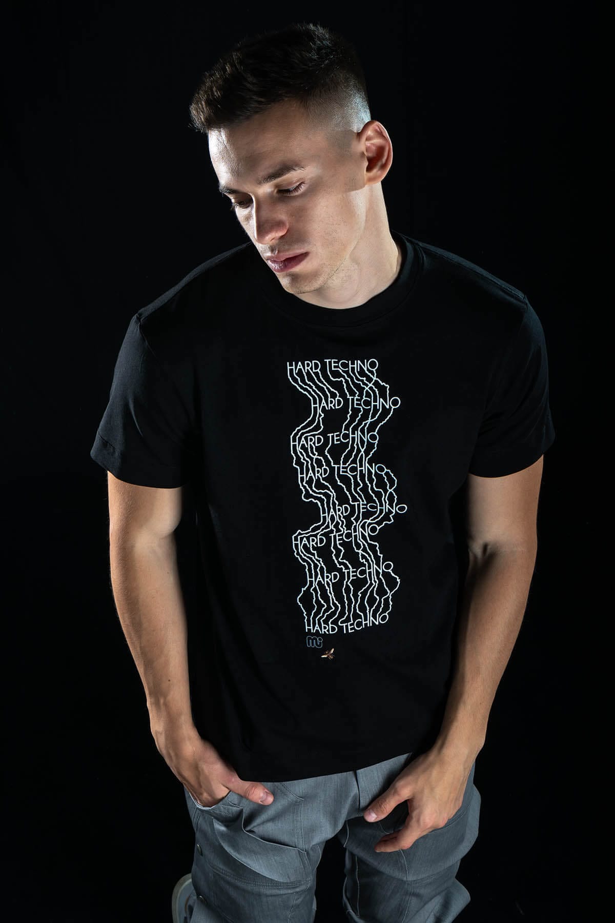 Hand painted T-shirt “Hard Techno” Black