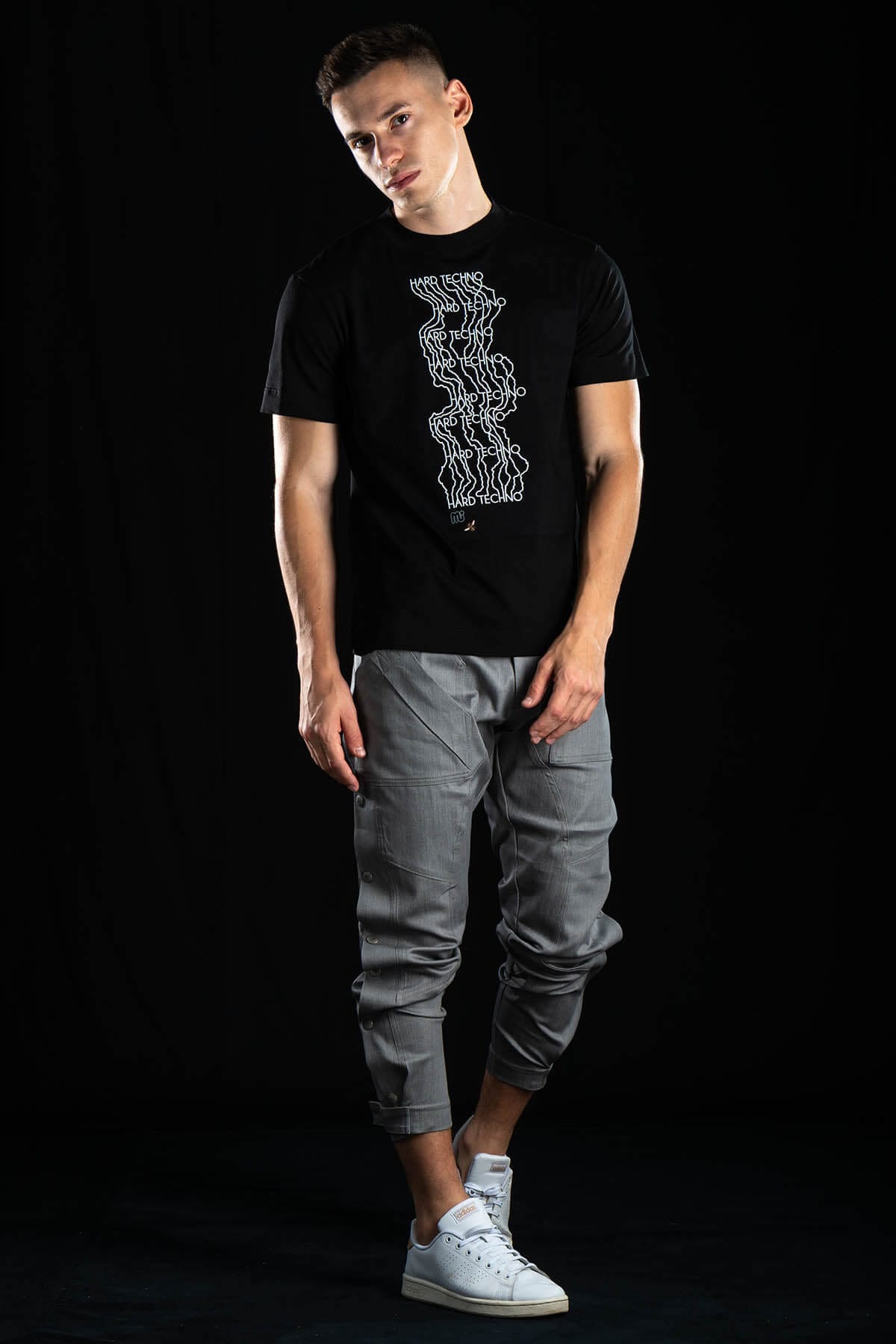 Hand painted T-shirt “Hard Techno” Black