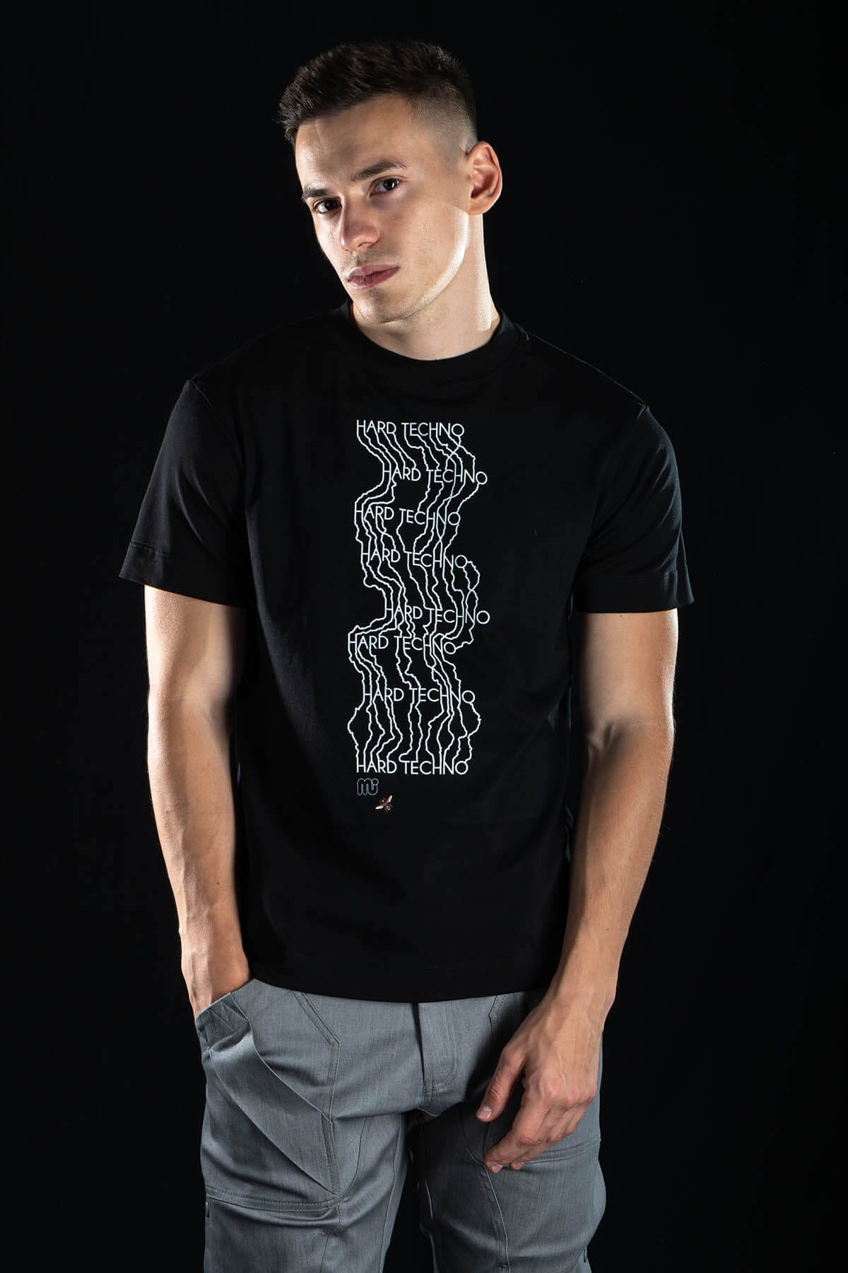 Hand painted T-shirt “Hard Techno” Black