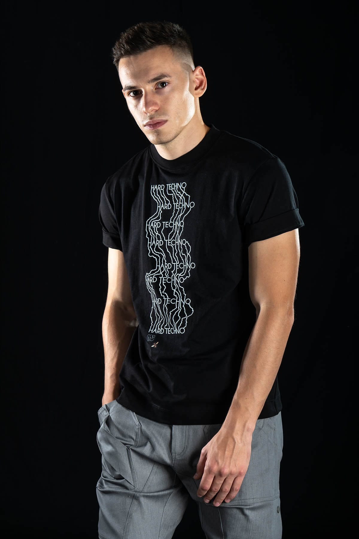 Hand painted T-shirt “Hard Techno” Black