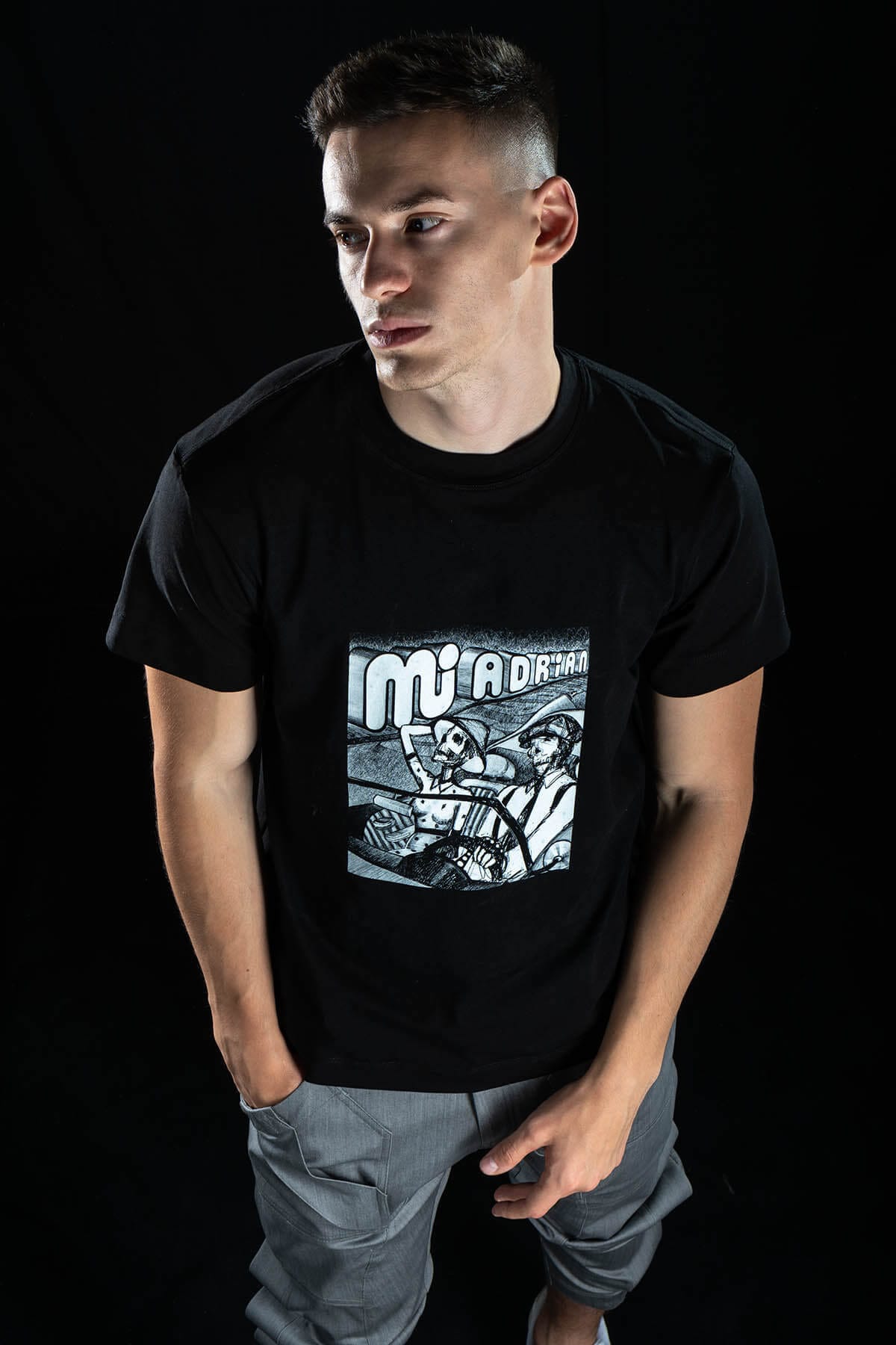 Hand painted T-shirt “Romance” Black