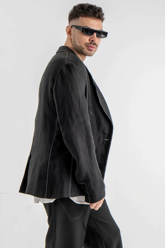 Double-Breasted Linen Jacket