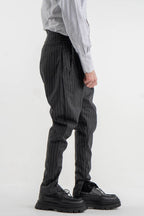 Striped Gray Wool-Blend Trousers