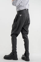 Striped Gray Wool-Blend Trousers