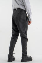Striped Gray Wool-Blend Trousers