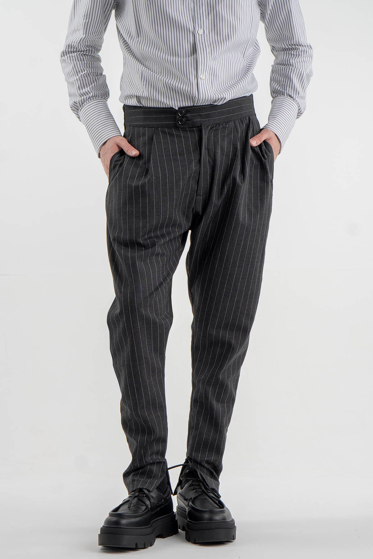 Edgy Striped Trousers