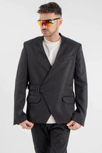 Black Kimono Jacket With Geometric Back