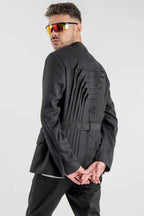 Black Kimono Jacket With Geometric Back