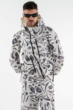 All Over Printed Asymmetric Sweatshirt in Black and White