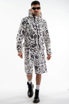 All Over Printed Asymmetric Sweatshirt in Black and White