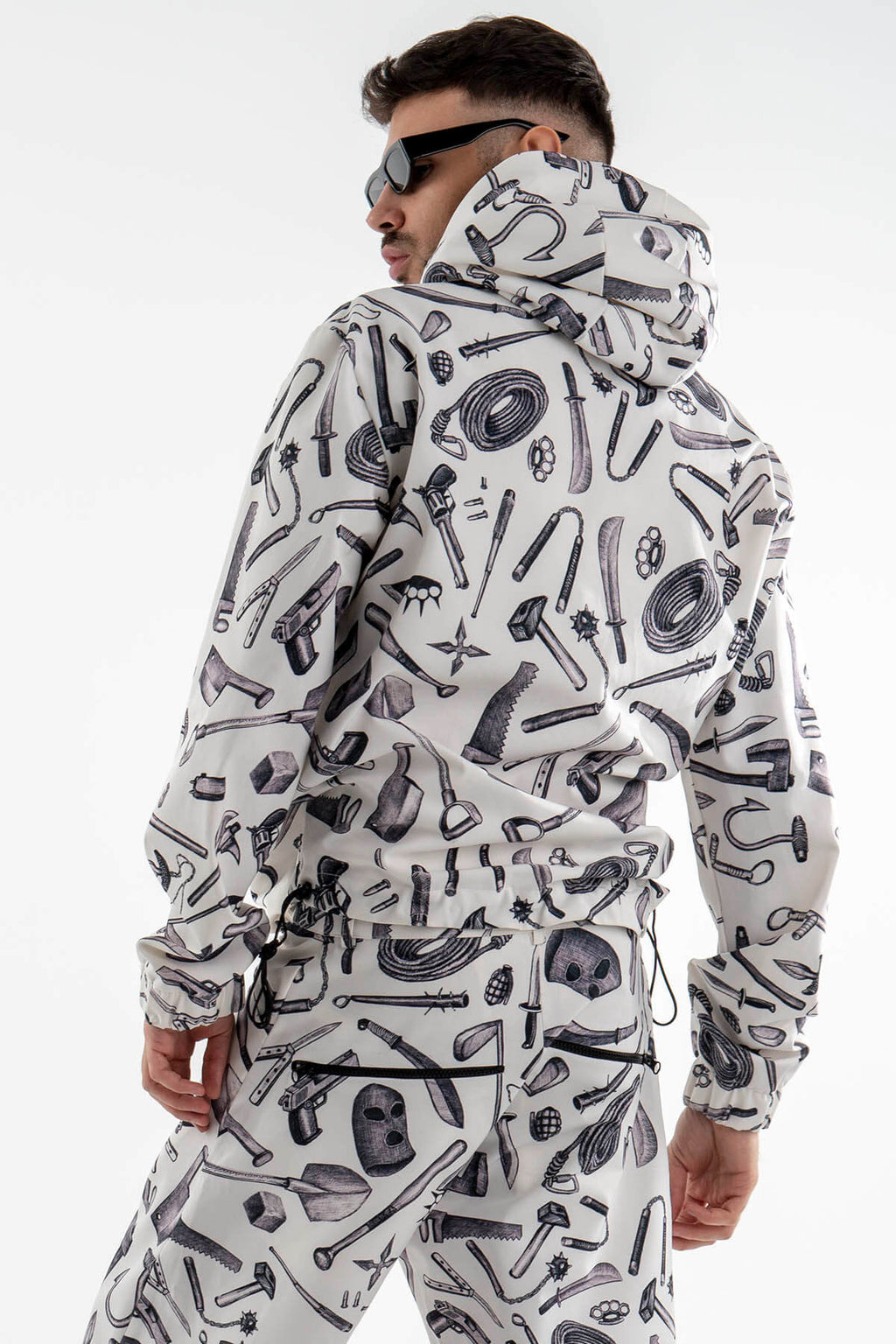 All Over Printed Asymmetric Sweatshirt in Black and White