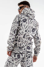 All Over Printed Asymmetric Sweatshirt in Black and White