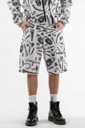 All Over Printed Short Pants in Black and White