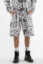 All Over Printed Short Pants in Black and White